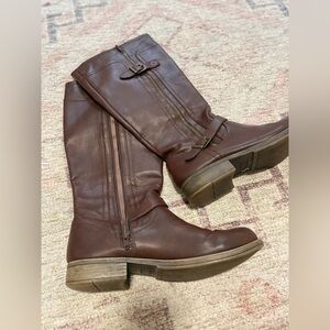 Brown Leather Buckle Boots